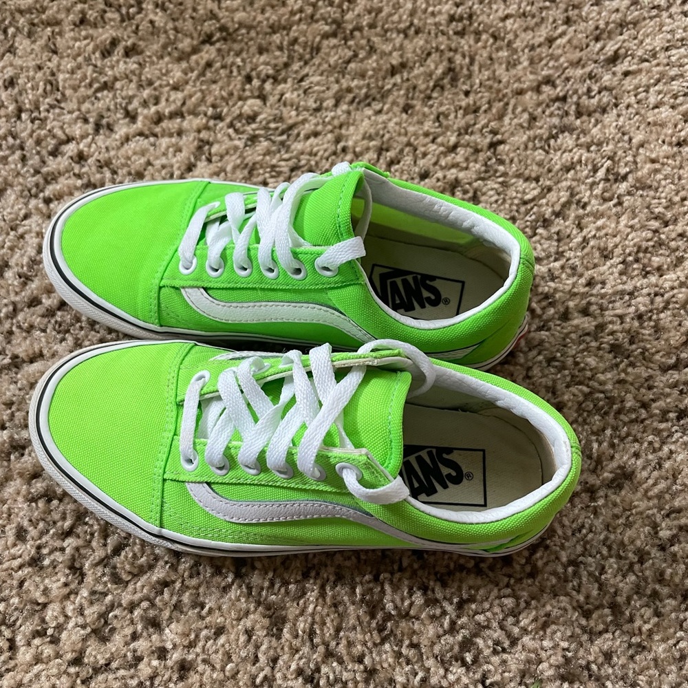 Neon green Vans shoes. Kids size 3.5